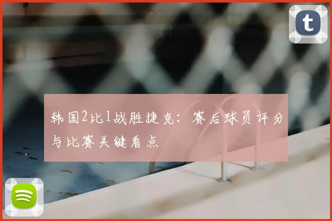 韩国2比1战胜捷克:赛后球员评分与比赛关键看点